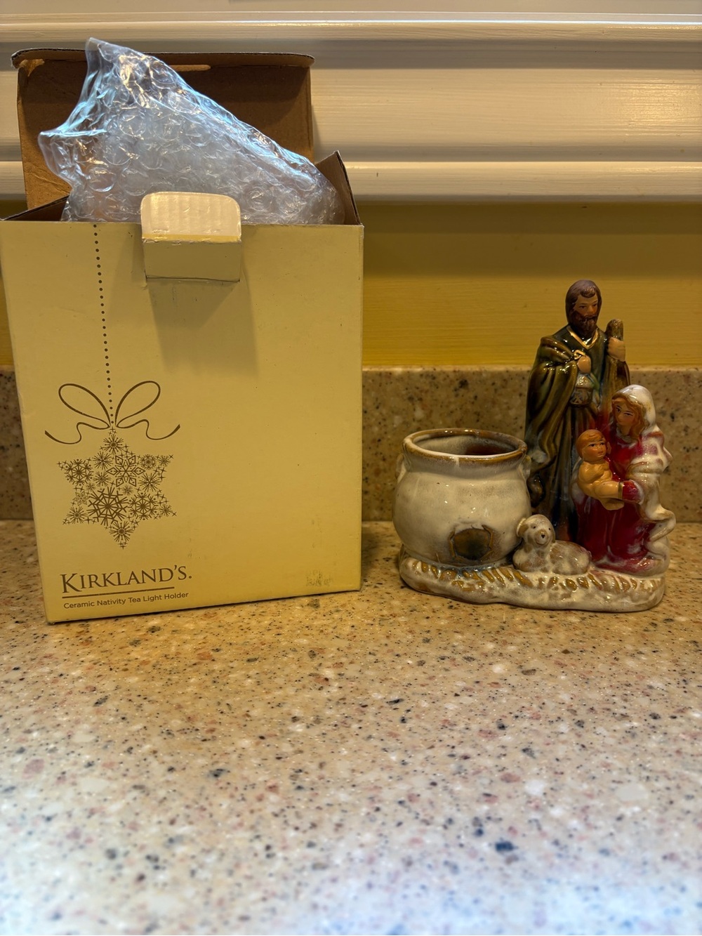 Kirkland's Ceramic Nativity Tea Light Holder
